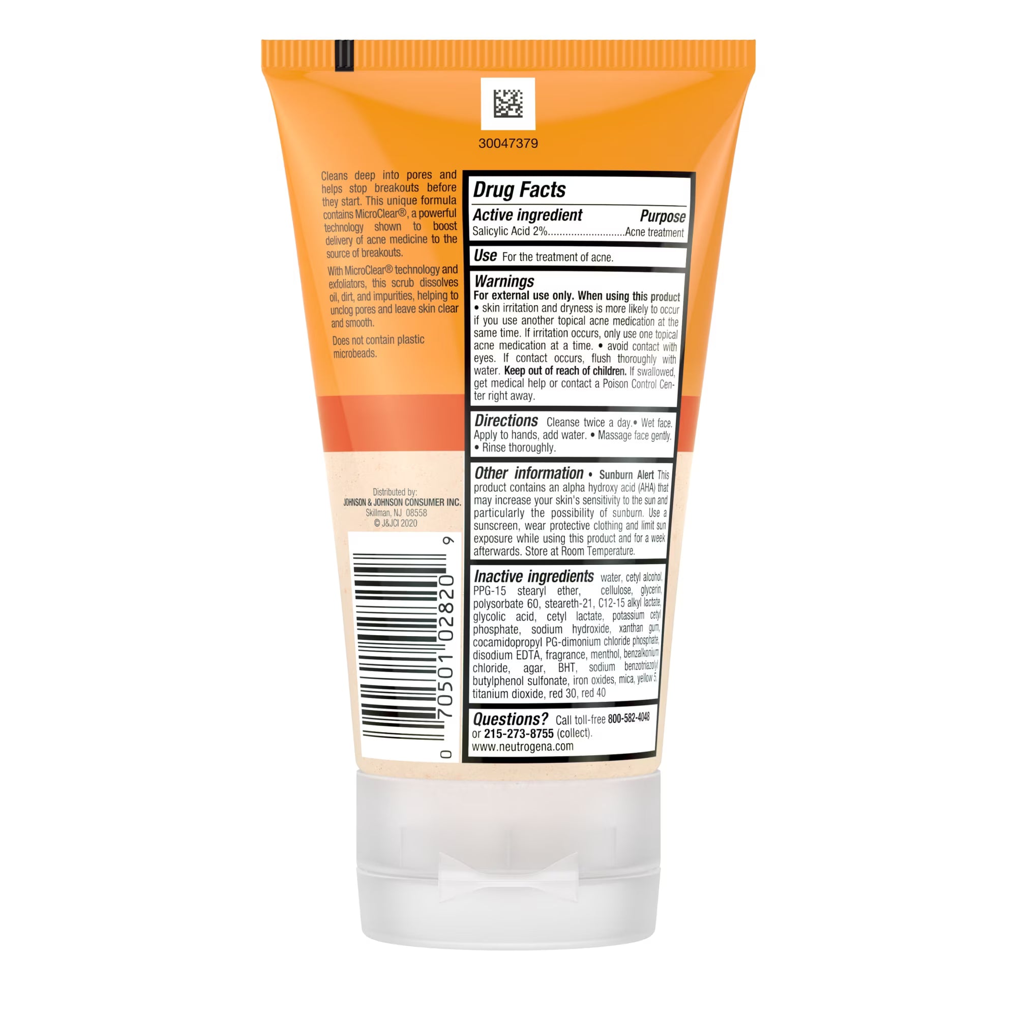 Neutrogena Oil-Free Face Scrub, Salicylic Acid Acne Face Wash & Acne Treatment, 4.2 fl oz