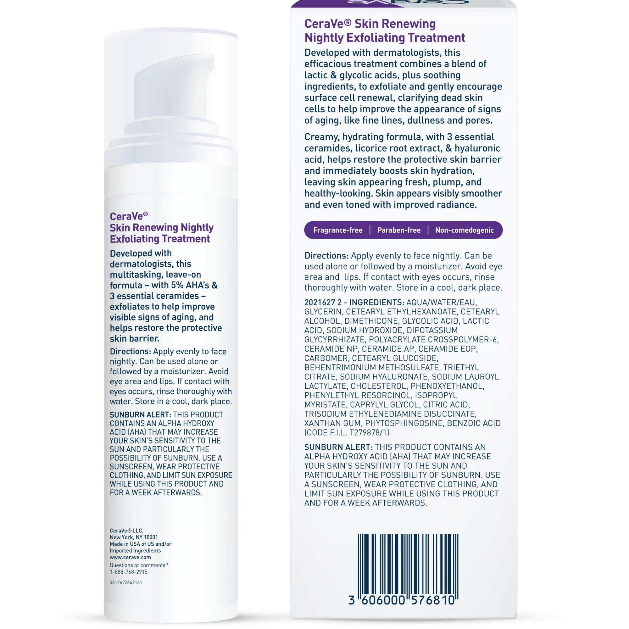 CeraVe Skin Renewing Nightly Exfoliating Treatment Anti-Aging Face Serum, 1.7 fl oz