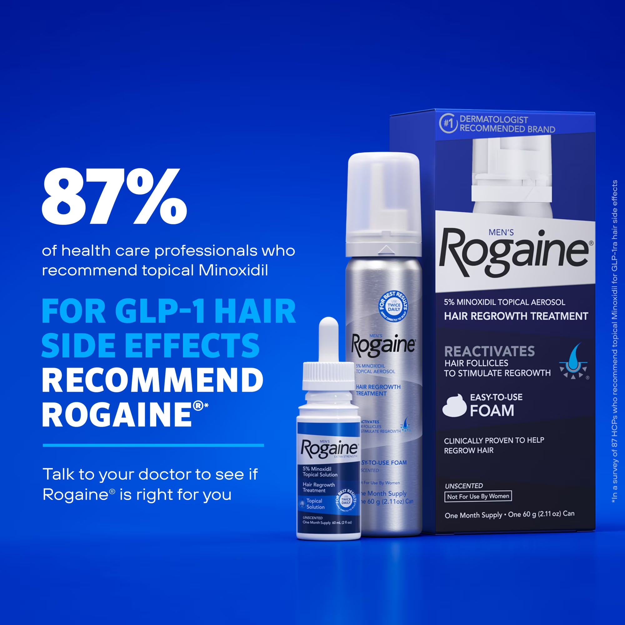 Men's Rogaine 5% Minoxidil Foam Hair Loss Treatment, 1-Month Supply