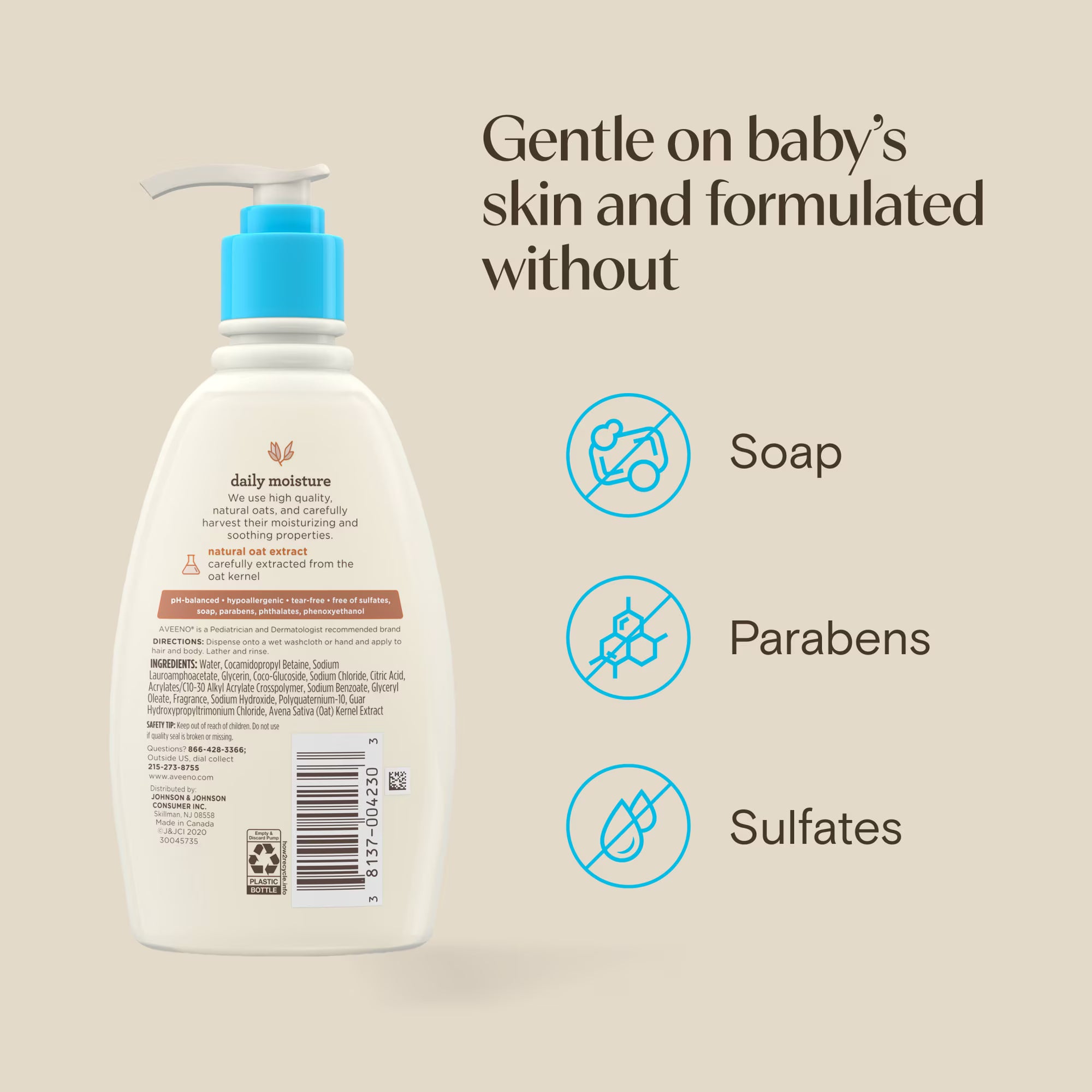 Aveeno Baby Daily Moisture Body Wash & Shampoo, 12 Fl oz