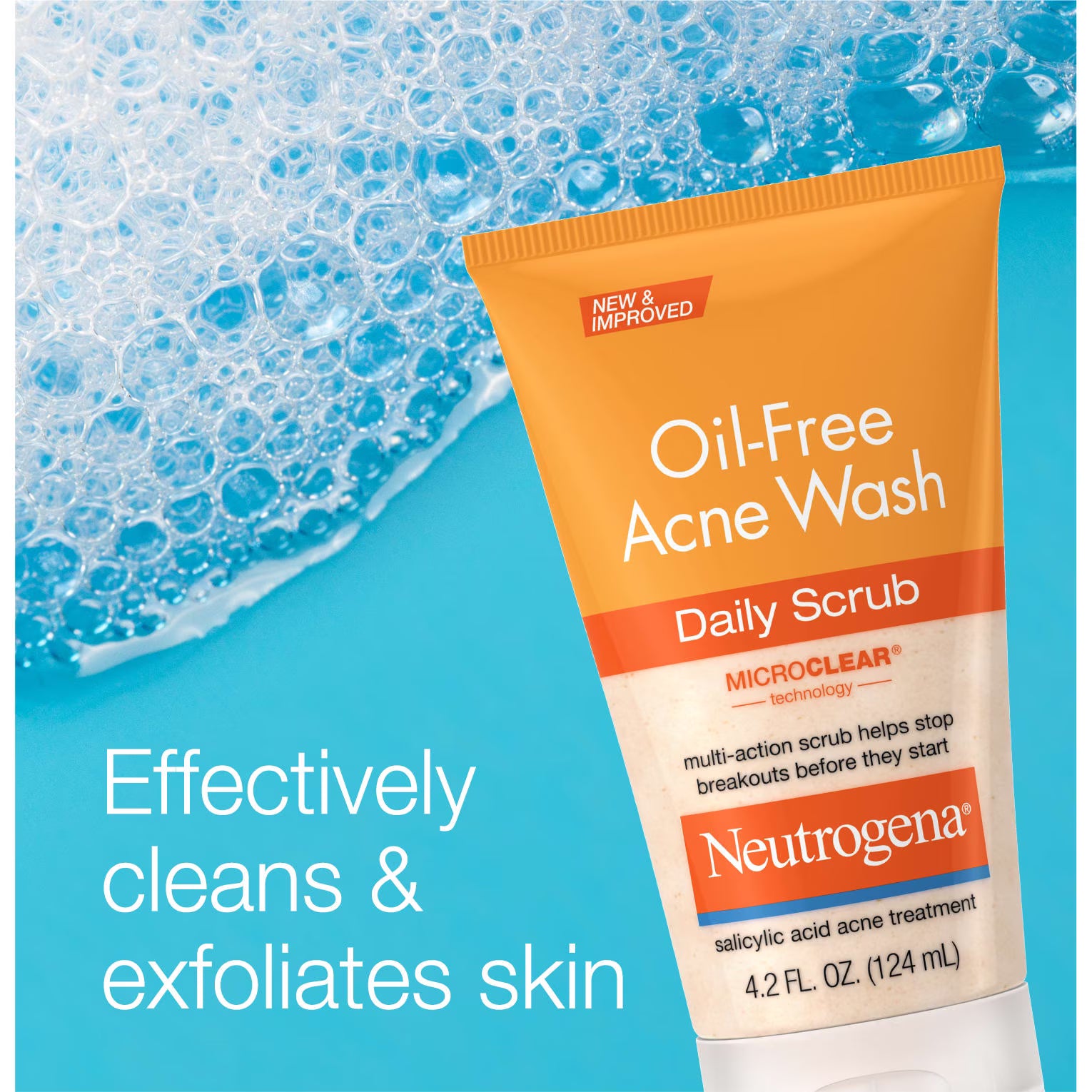 Neutrogena Oil-Free Face Scrub, Salicylic Acid Acne Face Wash & Acne Treatment, 4.2 fl oz