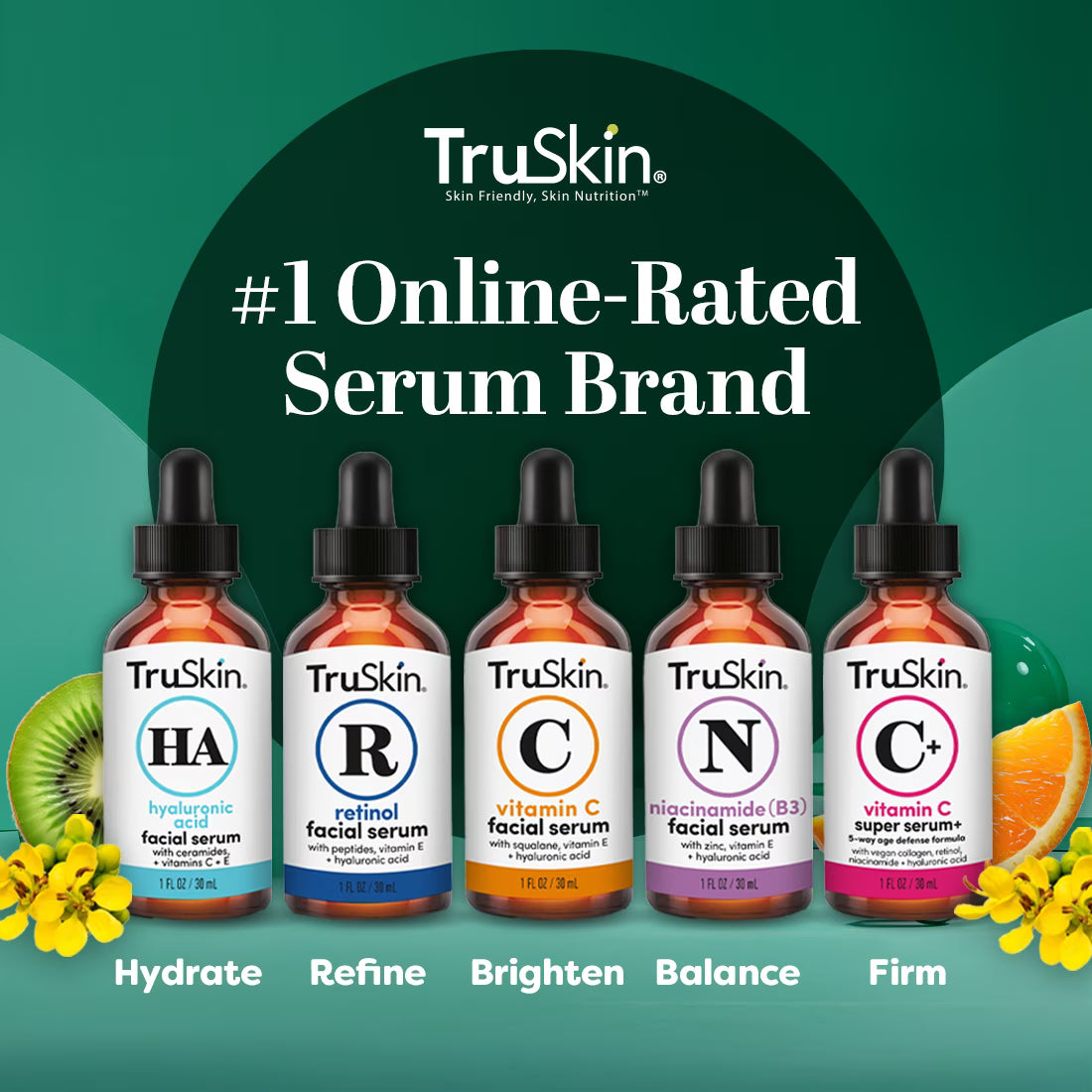 TruSkin Niacinamide Serum for Face with Zinc and Hyaluronic Acid, Clarifying and Brightening for Dull Skin, All Skin Types, 1 fl oz