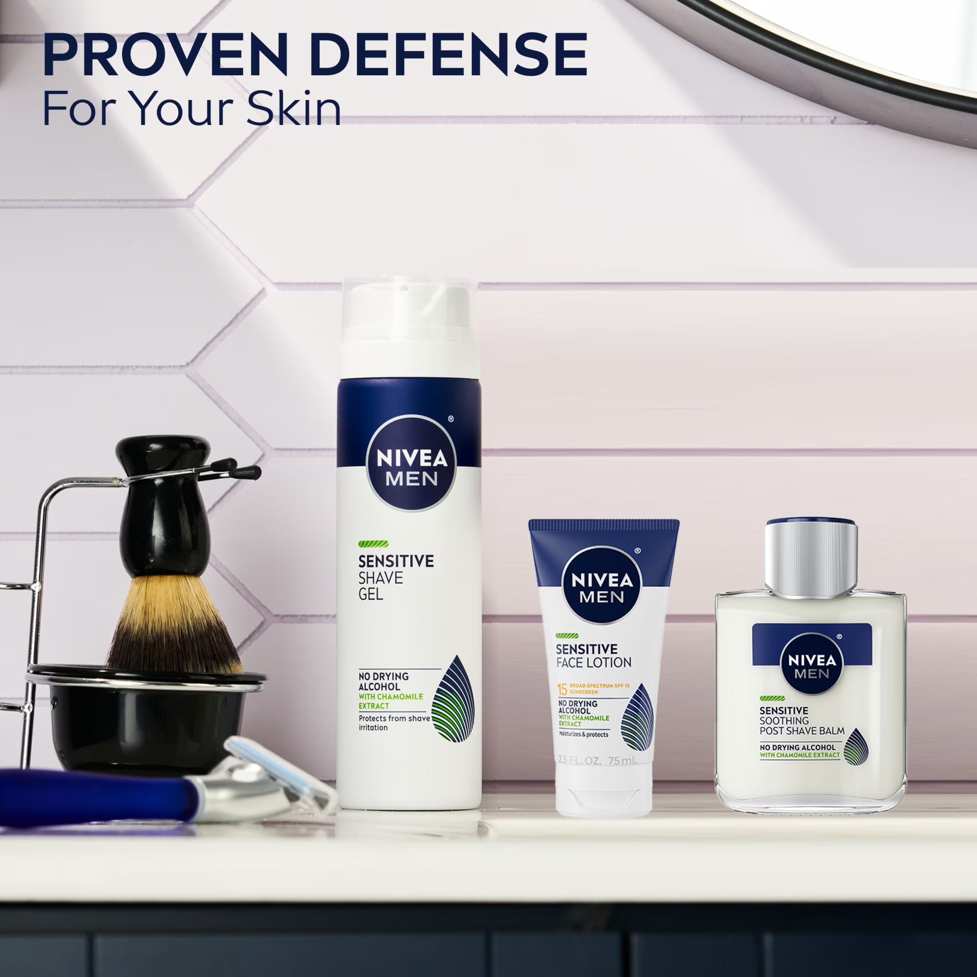 NIVEA MEN Sensitive Face Lotion, Moisturizer SPF 15 Broad Spectrum Sunscreen, 2.5 fl oz