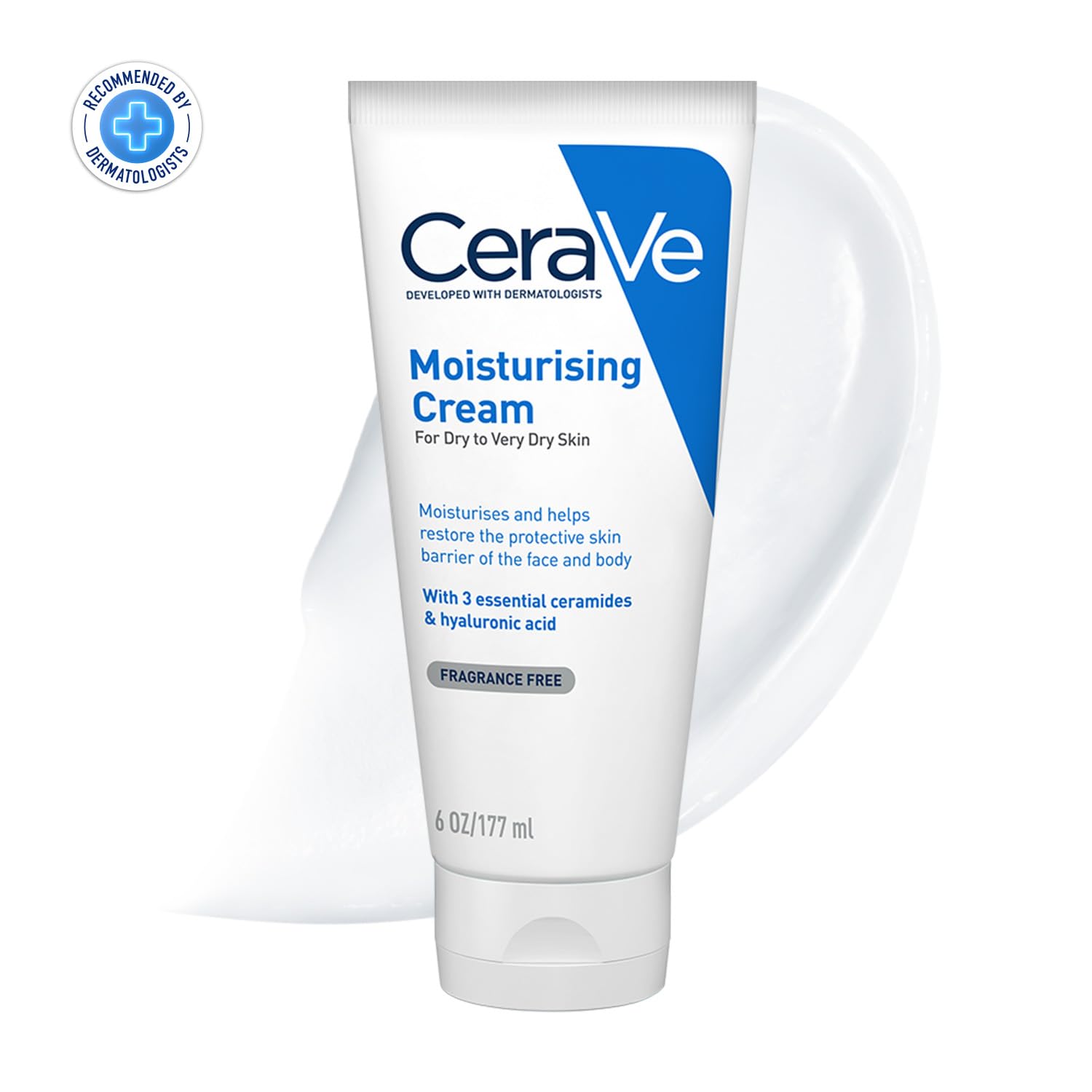 CeraVe Moisturizing Cream For Dry To Very Dry Skin (177ml) - Formulated with 3 Essential Ceramides And Hyaluronic Acid | Non-Comedogenic Moisturizer For Face