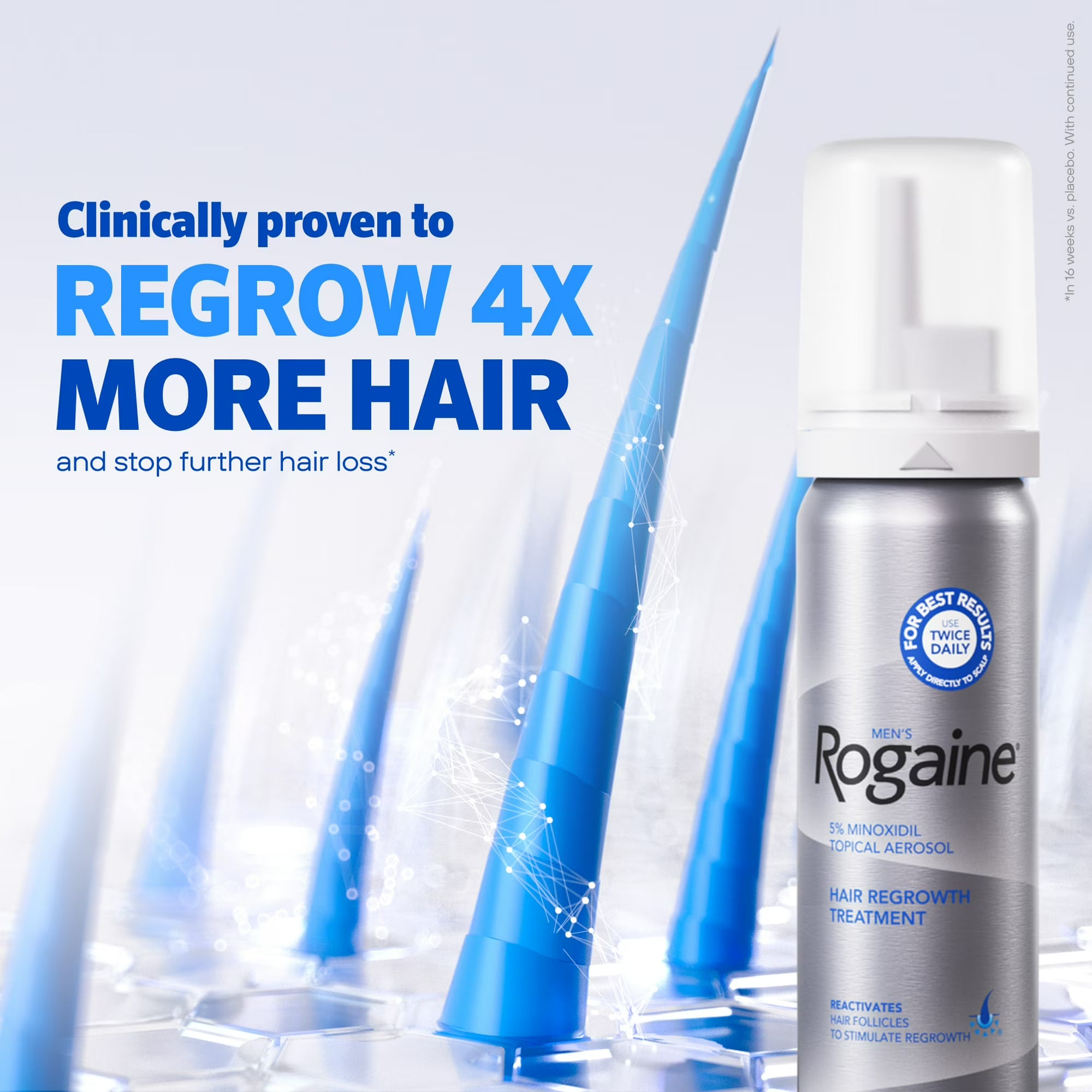 Men's Rogaine 5% Minoxidil Foam Hair Loss Treatment, 1-Month Supply