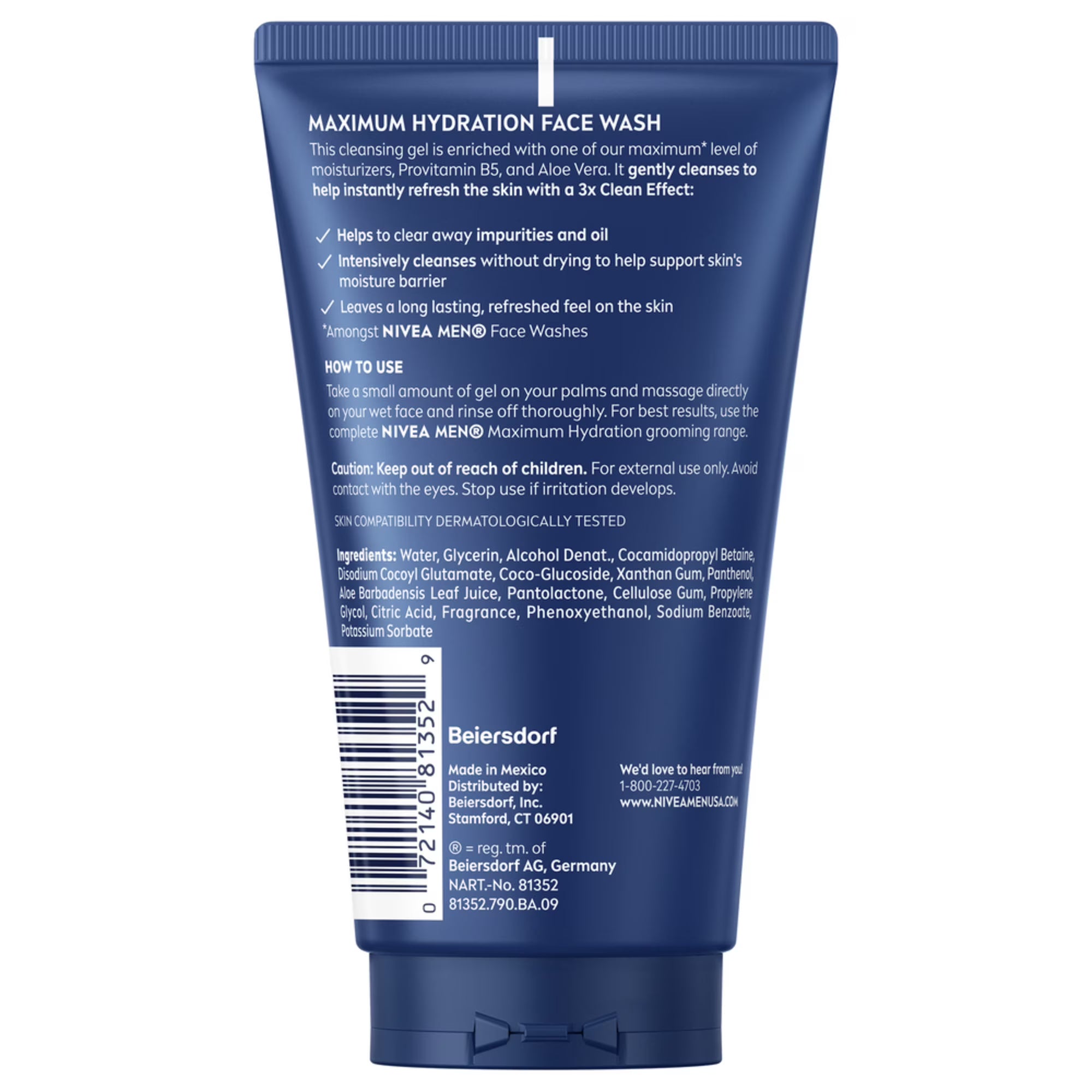 NIVEA MEN Maximum Hydration Face Wash with Aloe Vera, 5 fl oz