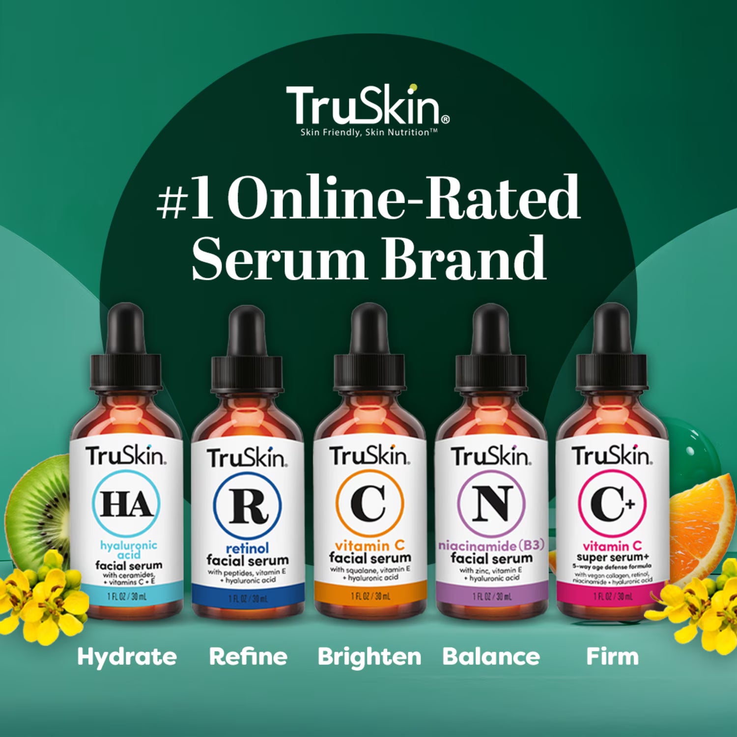 TruSkin Vitamin C Facial Serum, Anti-Aging Blend for Brighter-Looking Skin with Soothing Squalane, 1 fl oz