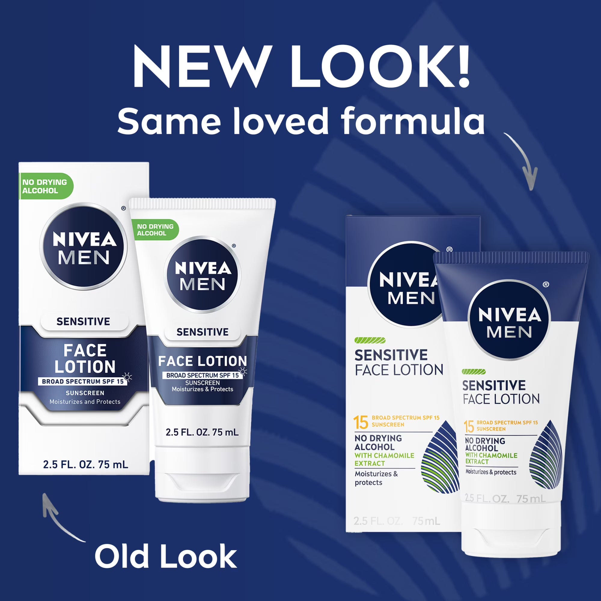 NIVEA MEN Sensitive Face Lotion, Moisturizer SPF 15 Broad Spectrum Sunscreen, 2.5 fl oz